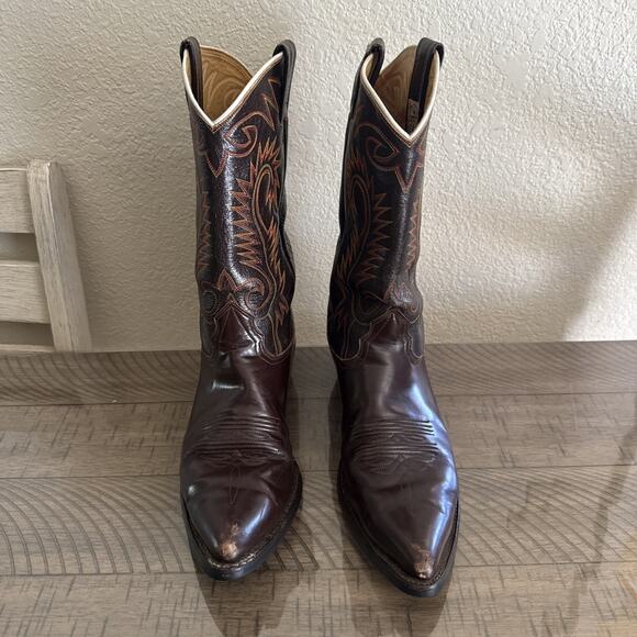 Vintage Exotic Nocona Men\'s Cowboy Boots Size 14 E Made In USA Brown Rare